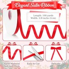 3 8 Inch 100 Yards Satin Ribbon  Solid Fabric Ribbons Roll For Gift White red