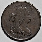 1806 Draped Bust Half Cent - Small 6 stemless - Us 1 2c Copper Coin
