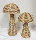 Vintage Woven Wicker Cane Mushroom Statue Art 13 1 4 Inch Excellent Shape