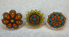 Vtg 60s 70s Flower Power Porcelain Knob Lot 3 Dresser Drawer  Hippie Home