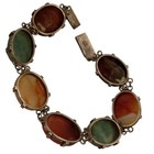 Over The Top Antique Scottish Agate 700 Silver Bracelet