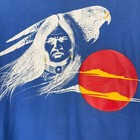 Vintage Tiger Native American Eagle Spirit Red Sun Graphic T Shirt Mens L Blue
