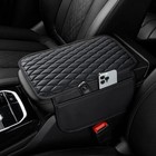 Ouzorp Car Center Console Cover  Upgraded Microfiber Leather Car Arm Rest Black