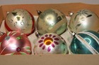 Lot Vtg Glass Pictured Mica Stencil Tree Flower Ball Christmas Ornaments Germany