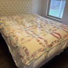 Antique Double Wedding Ring Quilt Hand Pieced Hand Quilted Depression 69    X 81   