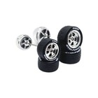 Leaf 5 Spoke Chrome Rims   11 13mm Staggered Goodyear Rubber Tire For Hot Wheels