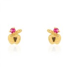 14k Yellow Gold Ruby Apple Stud Baby Screwback Kid Earrings