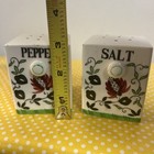 Vintage White Square Cube Salt   Pepper Set Floral Flowers Corks Japan  knobs 3   
