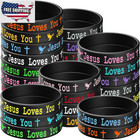 36 Pcs Jesus Loves You Silicone Wristbands Colorful Rubber Bracelets Christian S