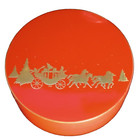 5 Vtg Christmas Coaster Set Lacquerware Otagiri Japan Red   Gold Carriage As Is