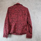 Croft   Barrow Blazer Jacket Women Medium Red Black Jacquard Cotton Button Front