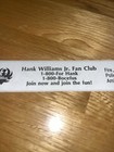 Vintage Hank Williams Jr Fan Club Phone Number Sticker