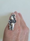 Vintage Native American Navajo Sterling Silver Long Squash Blossom Ring Size 6
