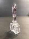 Art Deco Miniature Crystal Perfume Bottle purple Color czechoslovakia C 1940 cut