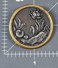 Antique Picture Button Flowers And Leaves 1-1 2  Brass   Metal