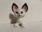 Vintage Ceramic Kitty Cat White   Black Kitten Blue Eyes Pink Ears Japan 