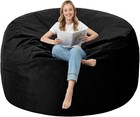 Bean Bag Chair 5 Ft Ultra Soft Velvet Cover Large Memory Foam Lazy Sofa Black