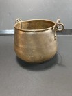 Antique Metal Copper Brass Cauldron Plant Pot Planter Handle Vintage Aged Patina
