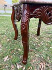Vintage Chinese Carved Rosewood Pink Marble End Table  Same Day Shipping  