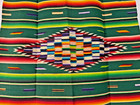Antique Fine Wool Cotton   Silk Saltillo Serape Table Runner Weaving C  1920-30s