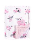 Hudson Baby Infant Girl Plush Blanket With Sherpa Back  Pink Floral  One Size