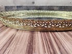 Vintage 16 1 2    Oval Mirror Vanity Tray Ormolu Gold Floral Etched Ornate Perfume