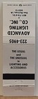 Advanced Lighting Company Inc Des Moines Ia Iowa Vintage Matchbook Cover