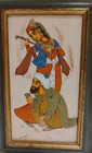 Vtg Middle Eastern Persian Couple Man   Women Playing Lute Painting On Resin 9x6