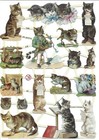 German Embossed Victorian Style Scrap Die Cut - Playful Kittens   Cats Ef7288