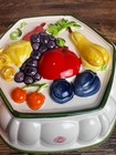 Fruit Mold Wall Hanging Ceramic Round Gelatin Hand Painted Cottagecore Vtg
