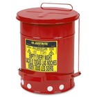 Justrite 09100 Oily Waste Can  6 Gallon Capacity  Galvanized Steel  Red  Foot
