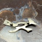 Vintage  Roadrunner Sterling Silver Turquoise Brooch Pin Southwest Native