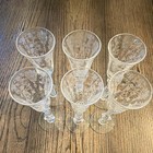 Set 6 Cambridge Rose Point Crystal Cordial Glasses Vintage Etched Optic Crystal