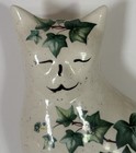 Vtg Pottery Flat Tabby Cat Hand Painted Statue Floral Design 9 5    Tall Excellent
