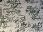 Oversized French Toile Country Scene Green Tablecloth 137 l X 60 w