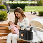 Stroller Organizer Caddy Insulated Cup Holder Phone Purse Black Universal