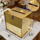 Metallic Gold Mirror Acrylic Wedding Card Box Slot Lock Large Money Gift Cards