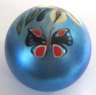 Orient   Flume Iridescent  Butterfly  W  Flower Paperweight Signed 1981