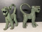 Pair Of Benin Style Bronze Leopards     African Tribal Art Statues     Edo Kingdom