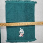 Vintage Cotton Terry Cloth Holiday Towel 2pcs Set Green Winter Snowman Holiday