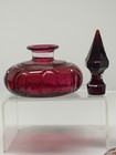 Antique Bohemian Czech Cut Glass Garnet Ruby Red Perfume Bottle Flacon C  1923