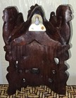 Vintage Chinese Carved Wood Mask With Dragons Wall Hanging
