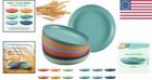 12 Pcs Unbreakable Wheat Straw Plates Set - 10 Inch  Microwave Safe In 6 Colors