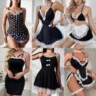 Sexy Womens Lingerie Set Lace Clubwear French Maid Costume Cosplay Fancy Dress
