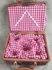 90s Vintage Madeline Play Tea Set Wicker Basket W  Teacups  Plates Missing Parts