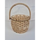 Vintage Wicker Sewing Basket Floral Lined Japan Insert Boho Craft Storage