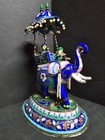 Mughal Silver Enamel Maharaj On Elephant Figurine 10 5 H X 7w X 5d