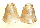 Set Of 2 Vintage Iridescent Gold Bow And Wreath Lamp Shade Globe  2 1 4  Fitter