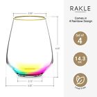 Stemless Wine Glasses     Rainbow Colored Set Of 4 Wine Tumbler Glasses For Red   