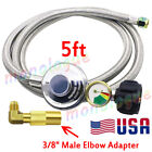 Bbq Grill Low Pressure Propane Regulator Hose 5 Ft With Gauge For Gas Pit  Stove